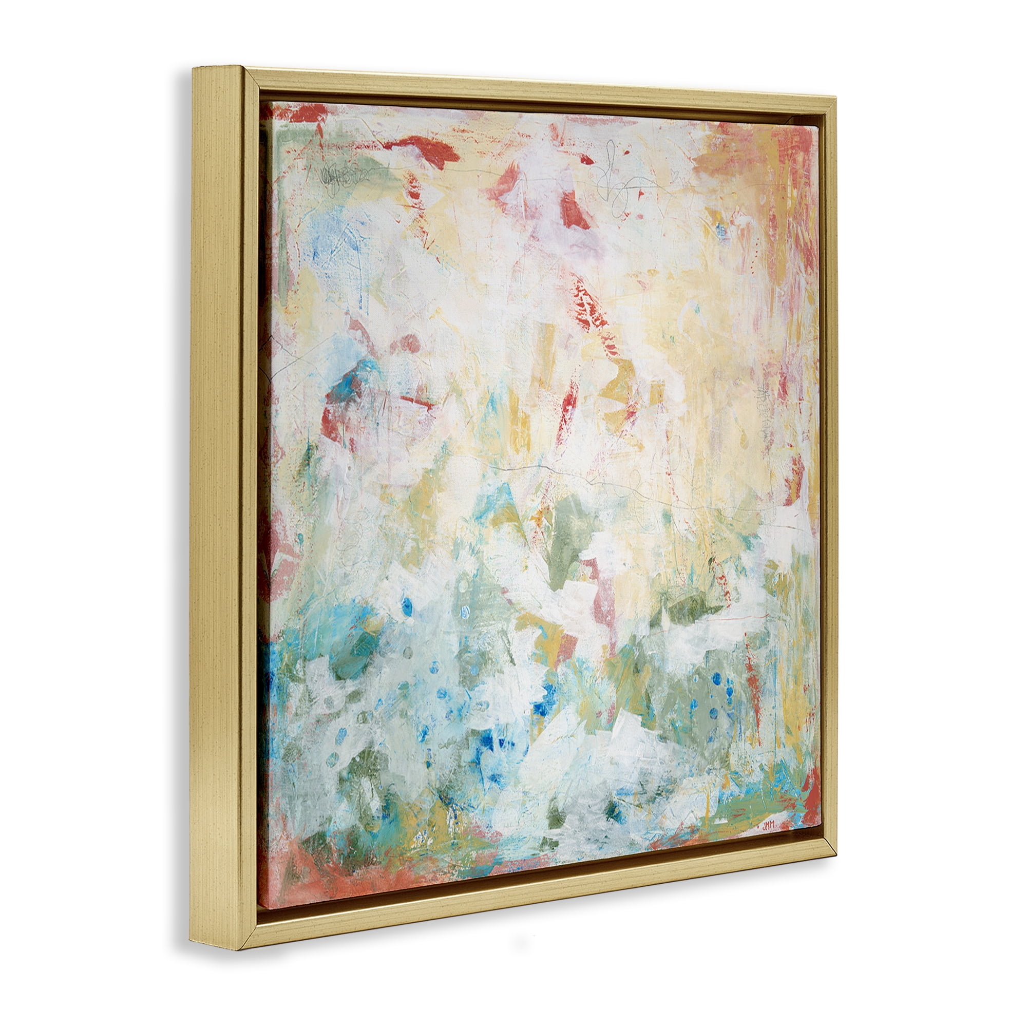 Stupell Industries Muted Restless Abstract Abstract Painting Gold Floater Framed Canvas Art Print Wall Art, 25 x 25