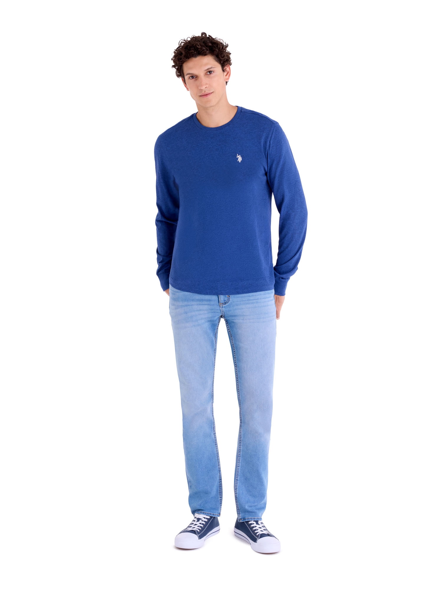 U.S. Polo Assn. Men's Cotton Crewneck Tee with Long Sleeves, Sizes XS-3XL
