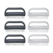 Superio Stiff Nail Brush Cleaner with Handle 6 Pack, Durable Scrub Brush, Clean Toes, Fingernails- Hand Scrubber- All-Purpose Cleaning Brush for Home, Kitchen, Work- Stiff Bristles (Black and White)