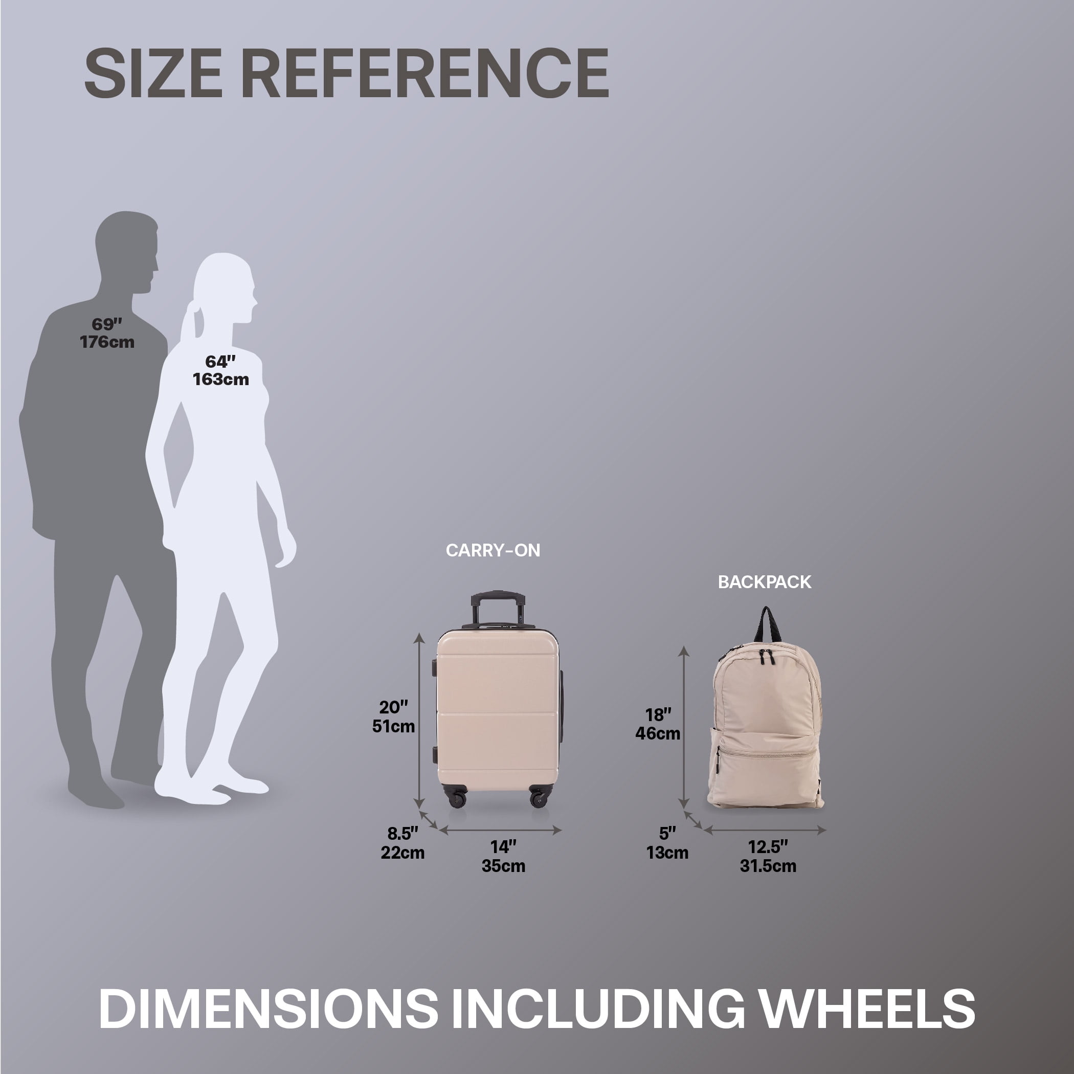 Jetstream® 2-Piece Carry-On Luggage Set – 20" Hardside Spinner Carry On Suitcase and Foldable Travel Backpack, Carry-On Suitcase Set