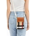 thumbnail image 3 of Women’s Crossbody Phone Purse Plaid Small Bag Vegan Leather Touchscreen Wallet Brown, 3 of 7