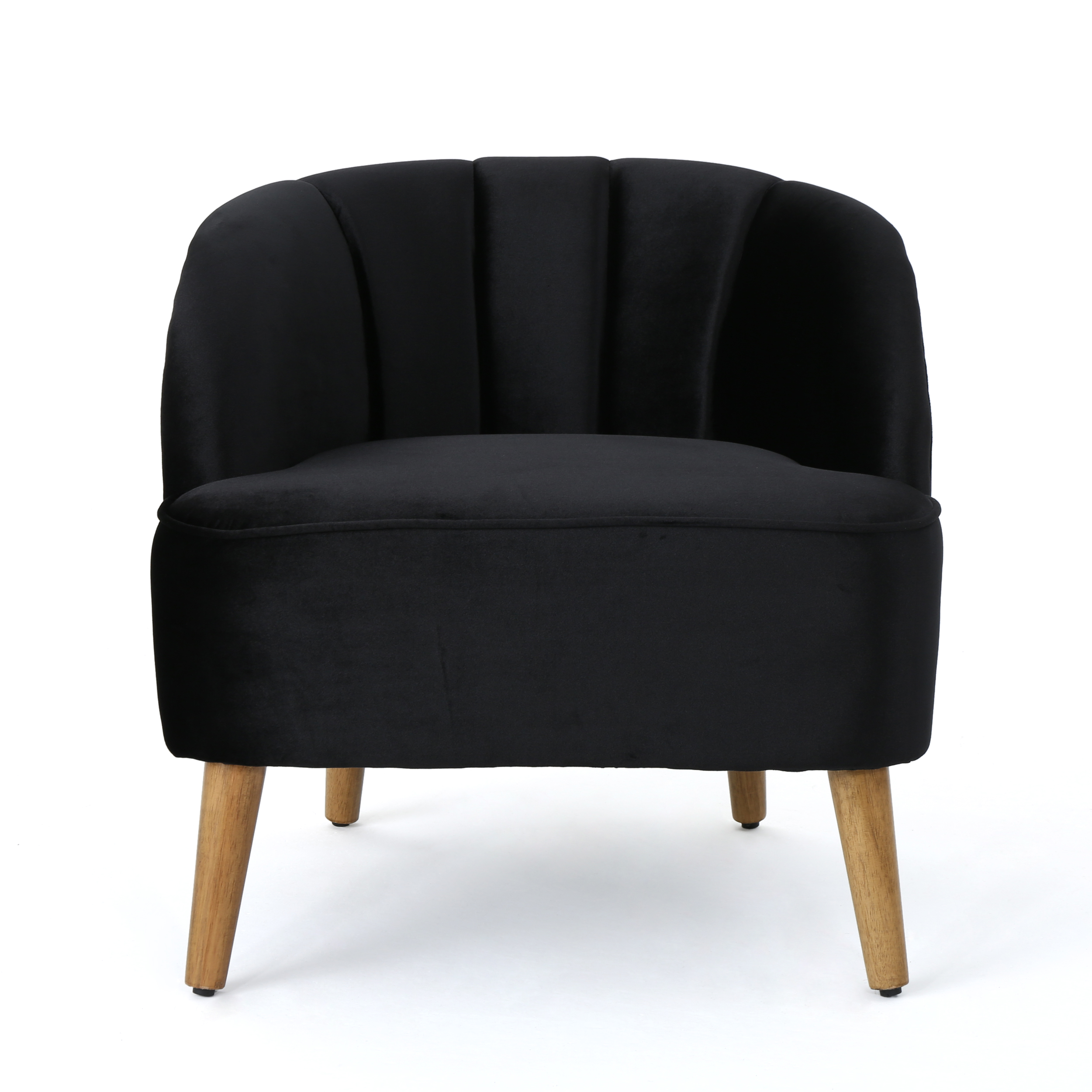 GDF Studio Scarlett Mid Century Modern Velvet 3 Piece Living Room Loveseat Set, Black and Light Walnut