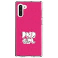 thumbnail image 1 of DistinctInk Clear Shockproof Hybrid Case for Samsung Galaxy Note 10 (6.3" Screen) - TPU Bumper, Acrylic Back, Tempered Glass Screen Protector - Girl Power - PWR GRL - Pink Background, 1 of 1