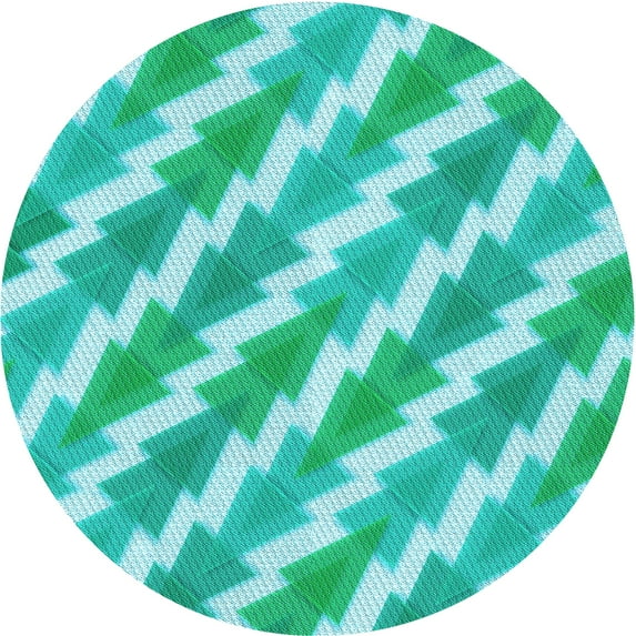 Ahgly Company Indoor Round Patterned Turquoise Green Area Rugs, 3' Round
