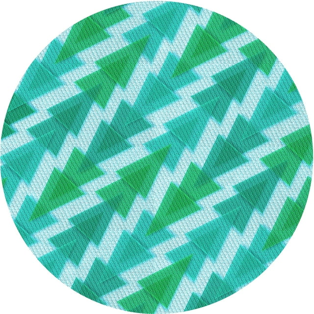 Ahgly Tapis Rond Lavable en Machine Intérieur Transitionnel Turquoise Vert, 4 Pieds Rond