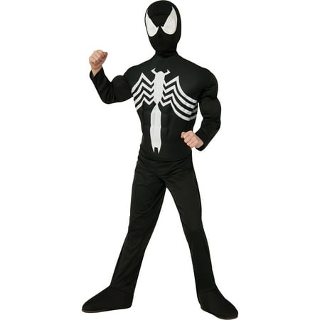 Deluxe Black Spider-Man Muscle Chest Child Halloween