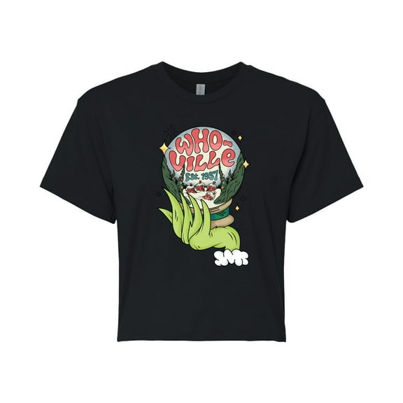 The Grinch - Grinch Whoville Globe - Juniors Cropped Cotton Blend T-Shirt