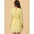 thumbnail image 4 of DARING DIVA Shiny Star Choker V Neck Long Sleeve A-Line Dress L Light Yellow, 4 of 6