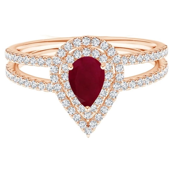 Cluster 0.75 Ctw Pear Ruby Gemstone 925 Sterling Silver Women Promise Ring