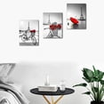 thumbnail image 6 of Red Flowers 3 Piece Canvas Print Wall Art for Living Room Bathroom Decorations Bedroom Wall decor modern Eiffel Tower umbrella Office Home Decoration wall paintings Black and white bicycle landscape, 6 of 7