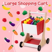 Infans Kids Grocery Store Playset Wooden Pretend Play Supermarket w/ Shopping Cart