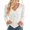 White, variant on Women's V-Neck Ribbed Knit Tops Drawstring Ruched Fitted Blouses Bell Sleeves, S-2XL