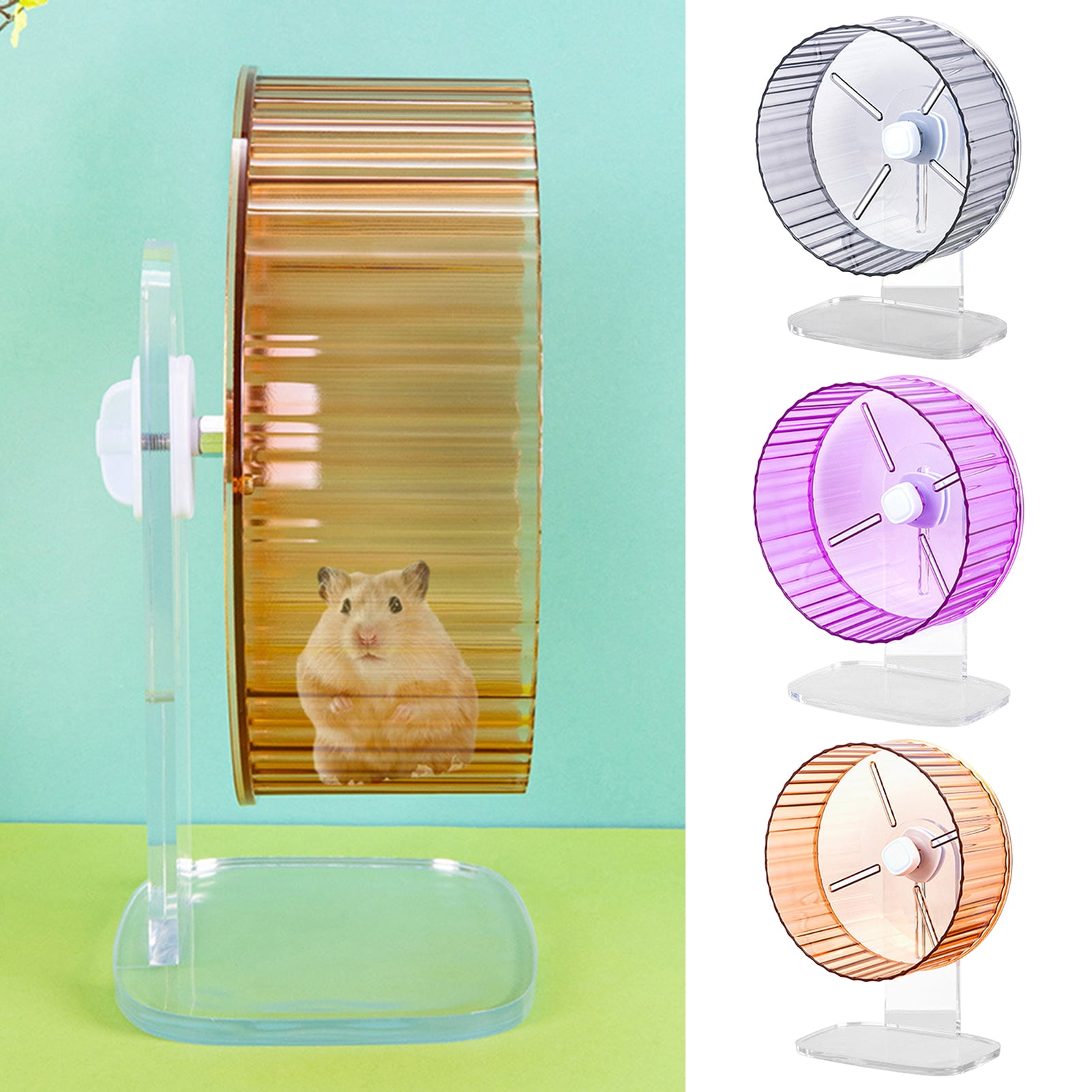 YIFAEUX Hamster Wheel Easy to Install Pet Running Wheel Transparent Hamster Exercise Toy Small Pets Supplies