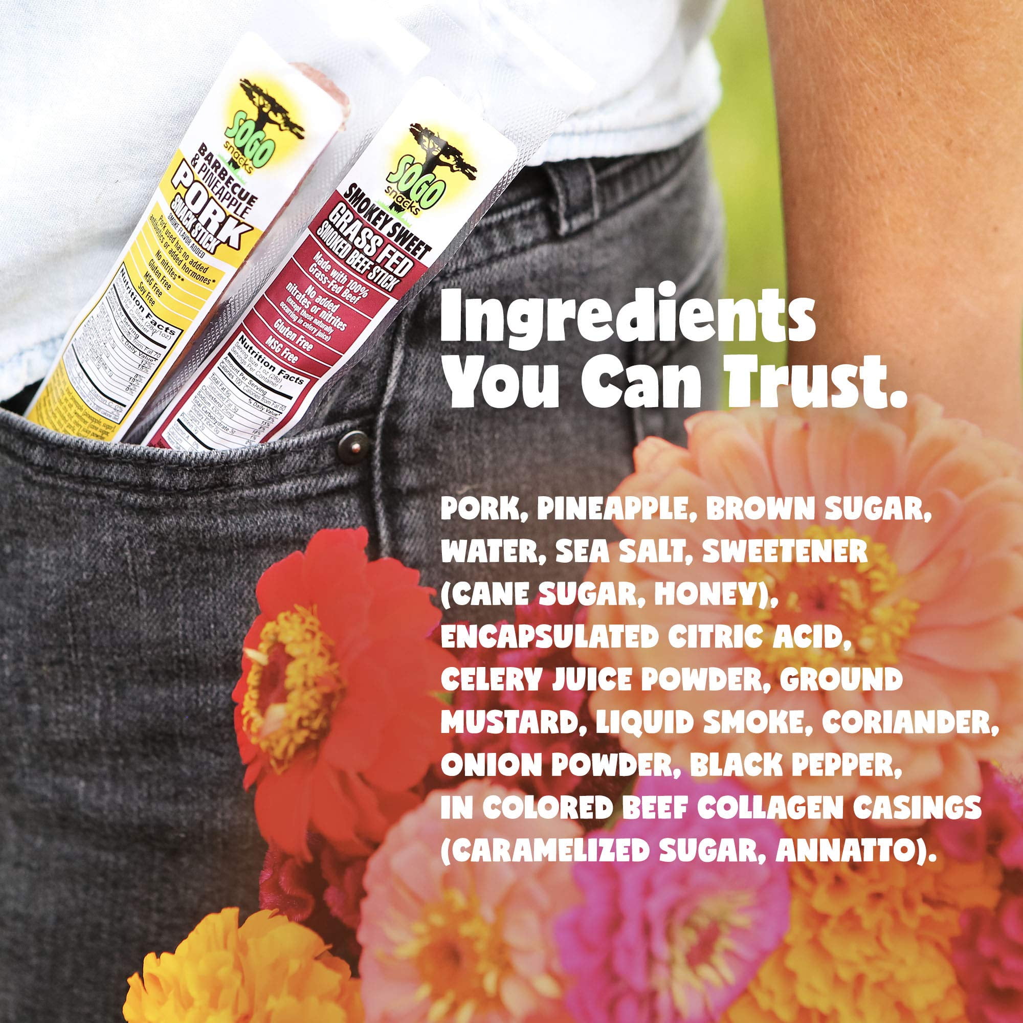 Barbeque & Pineapple Natural Pork Stick: Nitrate, MSG, Gluten, and Soy Free (1-oz Stick, 12-Count)