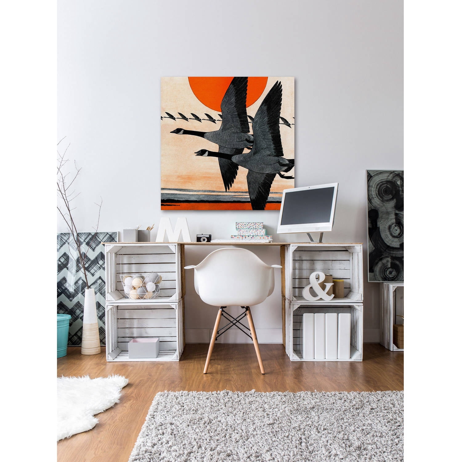 Marmont Hill - "Two Geese" Painting Print on Wrapped Canvas