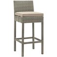 thumbnail image 3 of Modway Conduit Rattan Outdoor Bar Stool in Light Gray and Beige (Set of 4), 3 of 5