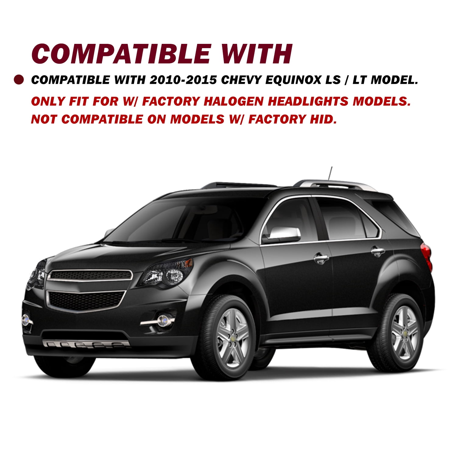 Headlights For 2010-2015 Chevy Equinox LS / LT Black Halogen Headlamps With Bulb