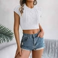 thumbnail image 2 of Dealovy Sweaters for Women Short Sleeve Knit Crop Top Crew Neck Solid Pullover Top Slim Fitted Going out Tops, 2 of 9