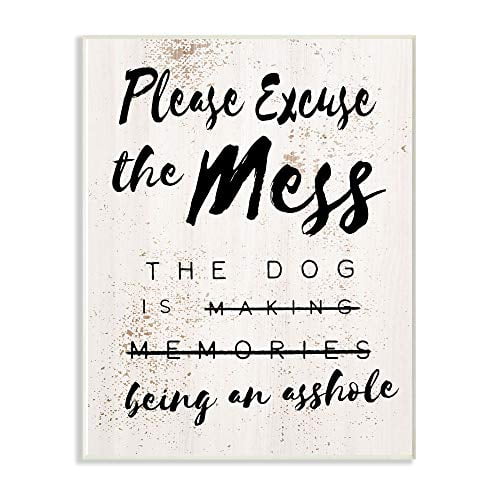Stupell Industries Excusez le Désordre Drôle Mot Chien Animal de Compagnie Texturé Décoration Murale, 16 x 20, Multicolore