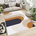 thumbnail image 3 of Brown Medieval Geometric Striped Art Area Rugs, Simple Retro Bohemian Lines Machine Washable Carpet, Non-slip Decorative Rug for Living Room Bedroom Dining Room Farmhouse 5x8ft, 3 of 7