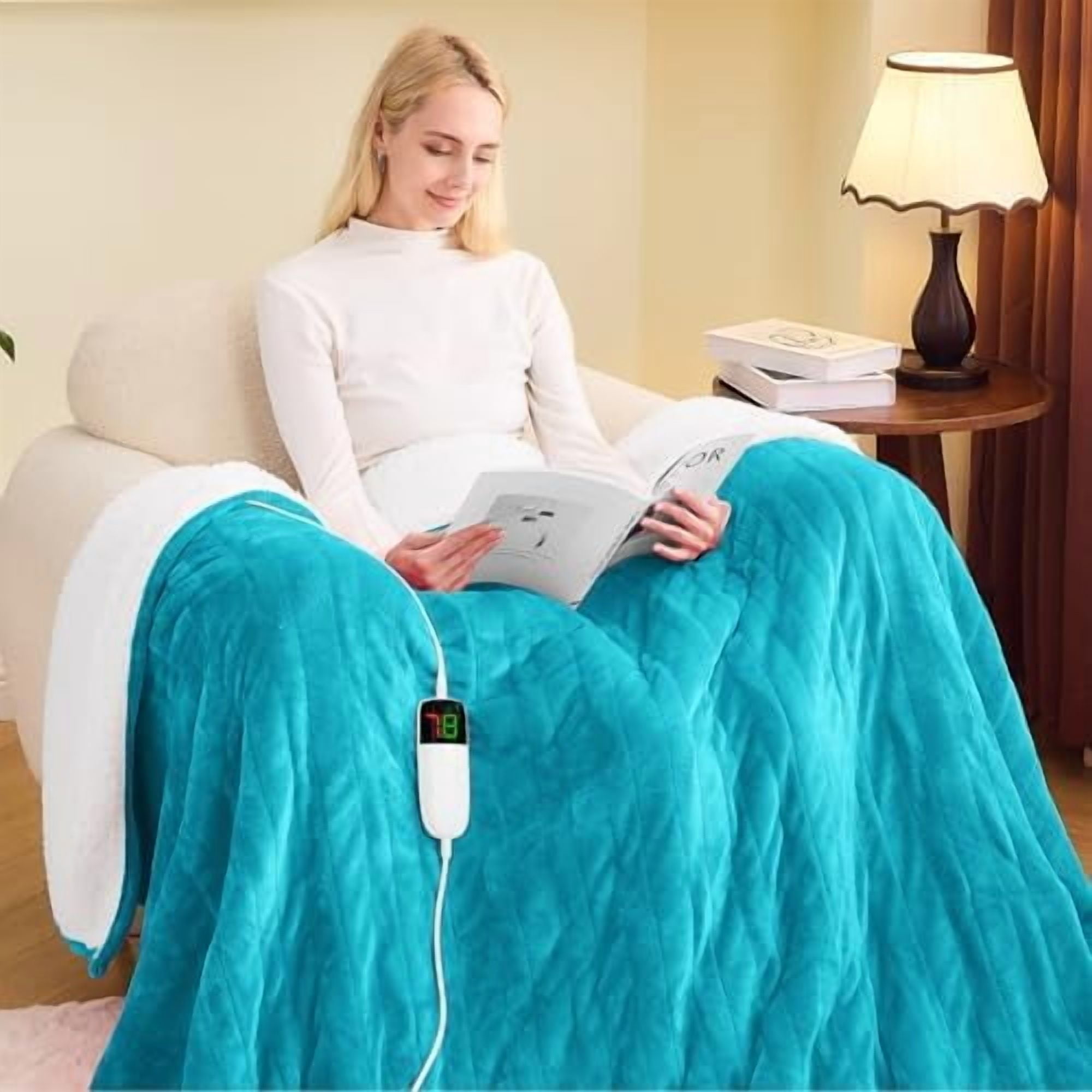 Sunbeam King Size Heated Blanket Soft Velvet, Heat Zones, Dual