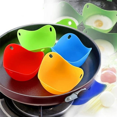 

EASTIN Egg Poacher - 4 Pieces BPA Free Silicone Egg Poacher Cups for Non-Stick Cooking of Poached Eggs on Stovetop or Microwave Egg Cooker Kitchen Cookware Tools(Blue Green Yellow Red)