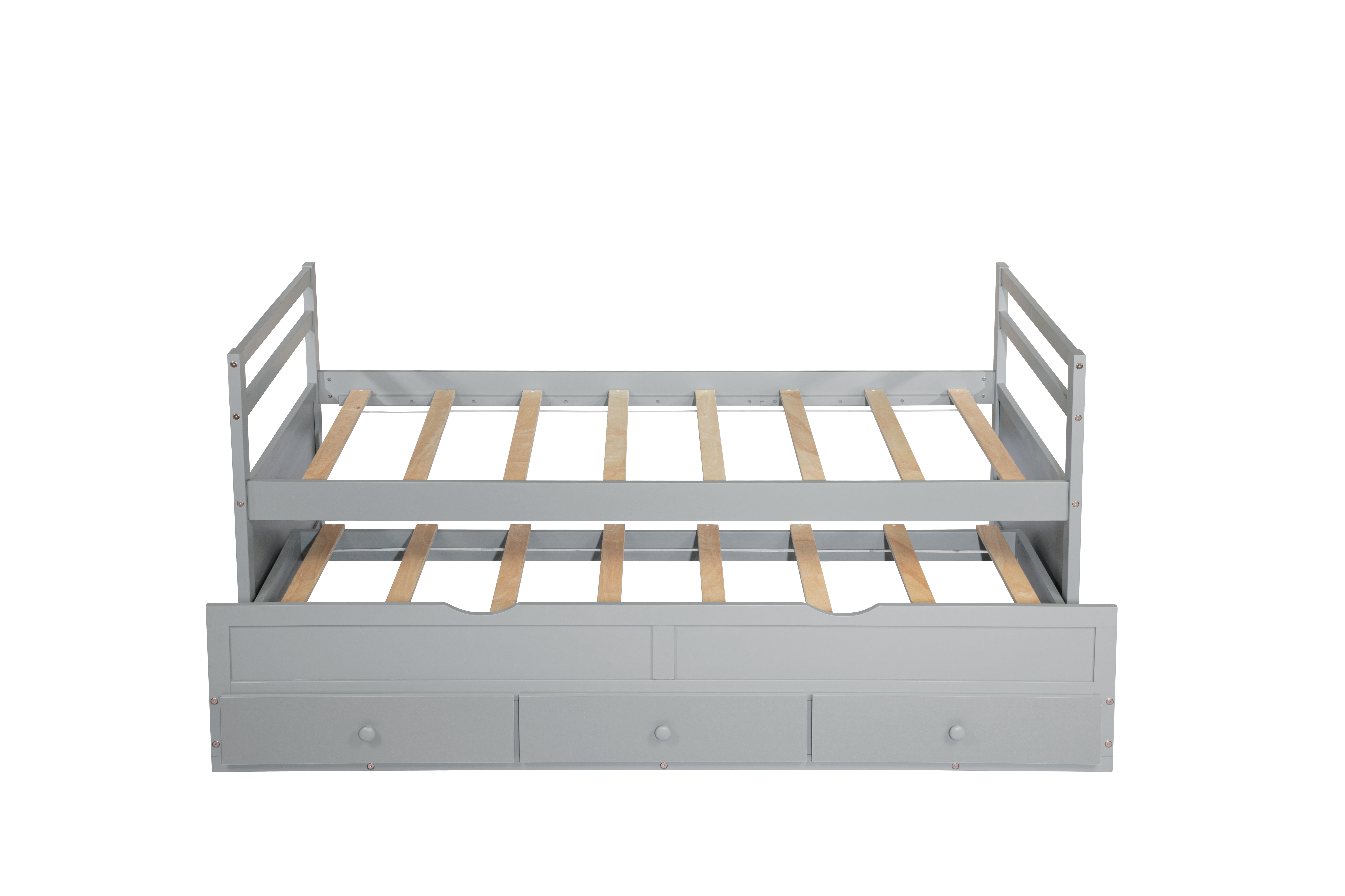 Bellemave Twin Size Platform Bed with Trundle and Storage Drawers Twin Captain’s Bed with Headboard and Footboard Storage Bed Frame (Gray)