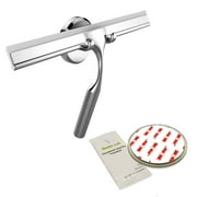 Gecko-Loc Bathroom Shower Squeegee, Suction Cup Hook for Glass, Mirror, Door Cleaner - Silver