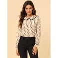 thumbnail image 3 of INSPIRE CHIC Women's Cute Ruffle Peter Pan Collar Long Sleeve Sweet Blouse Tops, 3 of 6