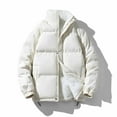 thumbnail image 3 of IYTR Fashion Casual Warm Down Coats with Pocket Long Sleeve Jacket Zipper Stand-up Collar Mens Winter Jacket Solid Color White L, 3 of 4