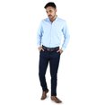 thumbnail image 3 of Camisa manga larga para hombre corte slim-fit con botones en el cuello down, estilo casual color azul marca Rams Cottons, 3 of 4