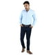thumbnail image 3 of Camisa manga larga para hombre corte slim-fit con botones en el cuello down, estilo casual color azul marca Rams Cottons, 3 of 4