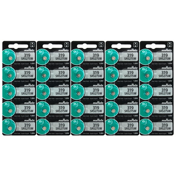 Murata 319 SR527SW 1.55V Silver Oxide Watch (25 Batteries)