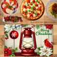 thumbnail image 2 of JOOCAR Merry Christmas Red Lantern and Cardinal Design Linen Table Mats Set of 4 for Home Kitchen Table Decor 12x18 inch, 2 of 5