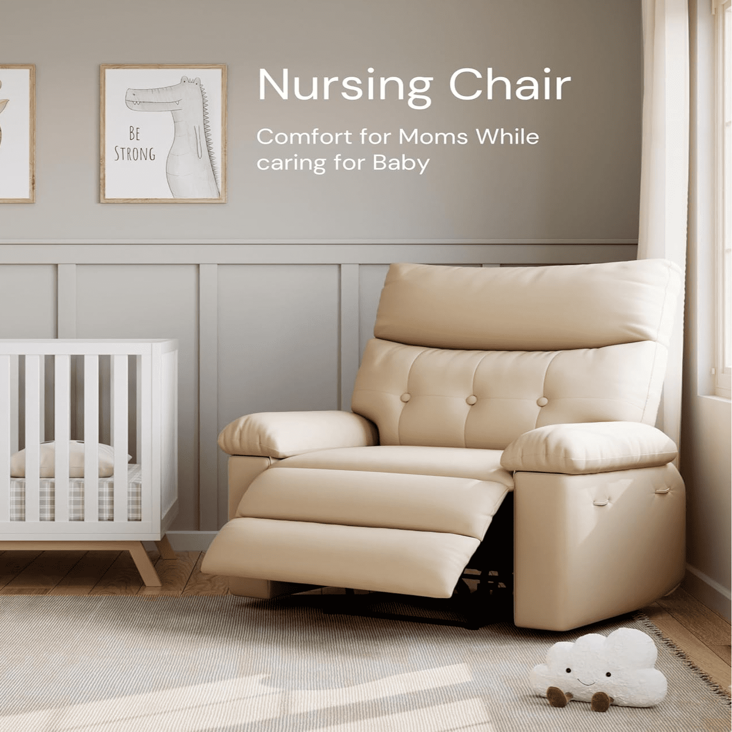 Oversized Manual Recliner Chairs for Adults, PU Leather Small Recliner Chair with 90° - 150° Adjustable Back,Lazy Boy Single Sofa Chairs for Small Space