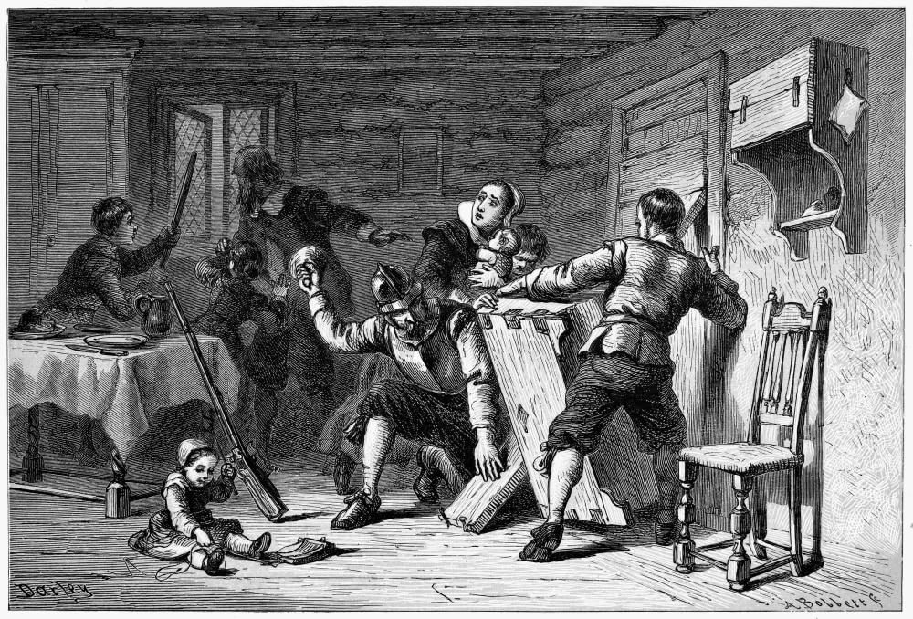 Native Americans Attack Pilgrims Na Pilgrim Family Barricading Their House Against A Native American Attack Wood Engraving After Felix O C Darley 19th Century Poster Print By Granger Collection Walmart Com