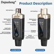 Depusheng T9 Professional Wireless Transmitter and Receiver XLR Microphone Wireless System for Dynamic and condenser Microphone Audio Mixer, With 48V phantom power