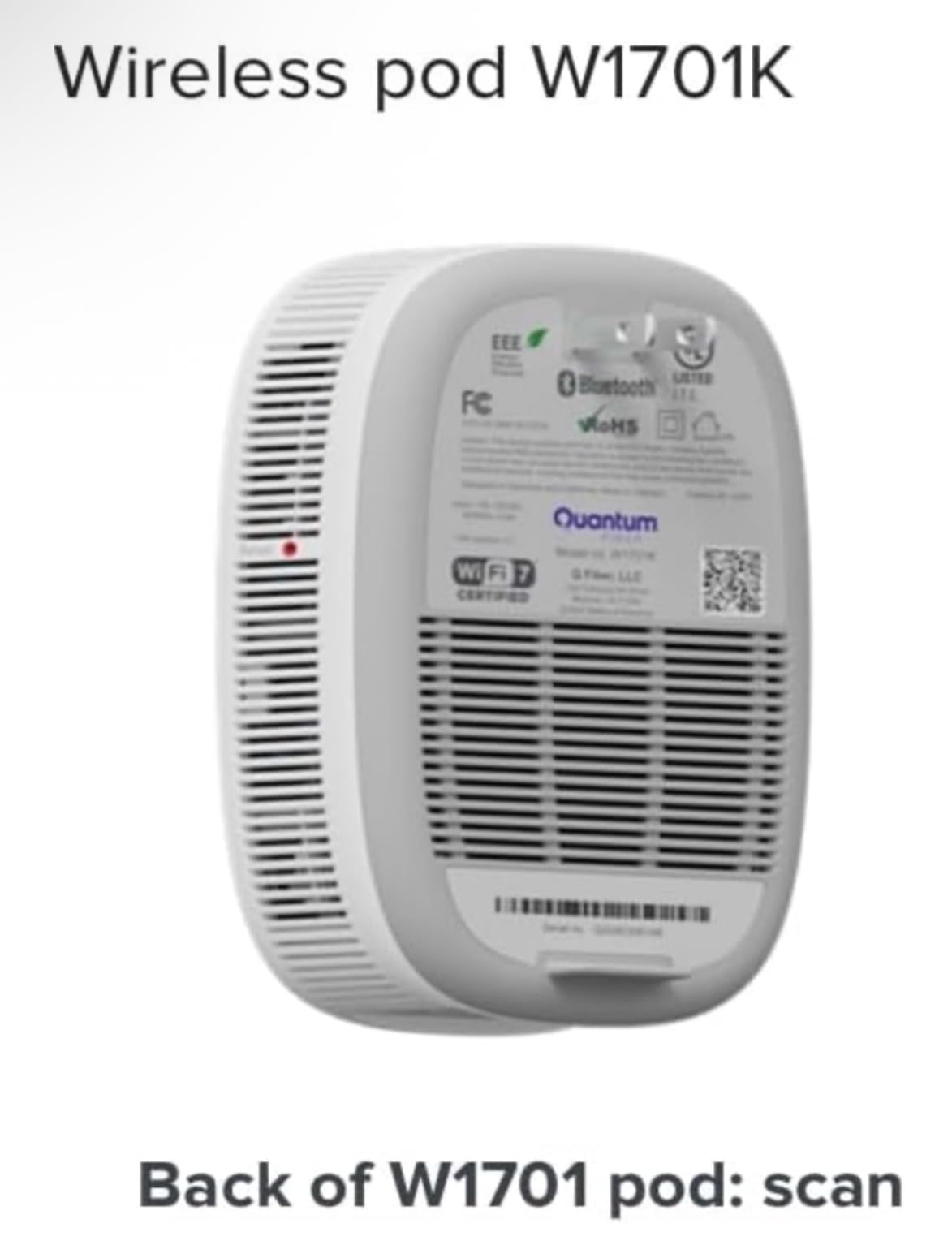Centurylink Quantum Fiber WiFi-7 Network W1701k Wireless POD Beacon Extender