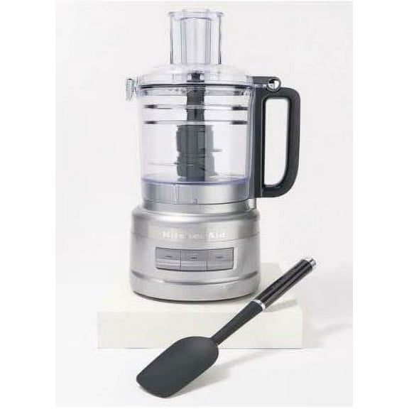 Open Box KitchenAid KFP0920QCU 9 Cup Food Processor with 3 disks, 2 blades & spatula, Contour Silver