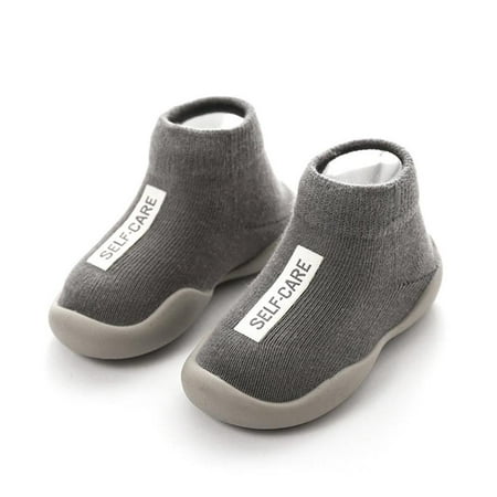 

DTOWER Baby Shoes Baby Girl Kids Non-slip Floor Glue Knit Booties Solid Color Footwear for Daily