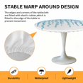 thumbnail image 2 of Elastic Fitted Round Tablecloth, Blue Polka Dots Waterproof Stretch Table Cover for 55"-60" Tables, Watercolor Abstract Art Retro Washable Outdoor Tablecloths for Patio, Picnic, Camping, 2 of 9