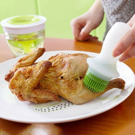 

Alexsix Silicone Oil Dispenser Brush with Glass Bowl Dip & Squeeze Heat Resistance Cooking Brush BBQ Accessory Kitchen Gadget