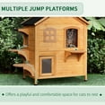thumbnail image 3 of Dog Beds PawHut 2-story Cat House Outdoor, Weatherproof Wooden Cat Enclosure for Feral Cats with Escape Door, Openable Roof, Jumping Platforms, Natural,Cat Beds, 3 of 10