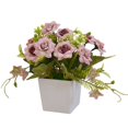 thumbnail image 1 of Artificial Potted Flower Lifelike Fake Cloth Flower Plastic Flowerpot Simulation Floral Decor  Red, 1 of 7