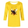 thumbnail image 4 of OKBOP 3/4 Sleeve Spring Tops for Women 2024 Yellow Crew Neck Bee Festival T-Shirts Womens T Shirts, 4 of 4
