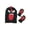 Black,red, variant on Infant & Toddler Boys Black & Gray Mohwak Trapper Hat & Mittens Set 2T-4T