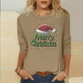 thumbnail image 2 of Womens Christmas Shirts 3/4 Length Sleeve TShirts Casual Christmas Graphic Printed Blouses Crewneck Tunic Tops Loose Pullover Top, 2 of 4