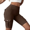 thumbnail image 3 of Women Workout Biker Shorts with Cargo Pockets Butt Lifting High Waisted Tummy Control Short Leggings, L, 3 of 5