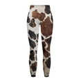 thumbnail image 5 of Renewold Brown Black Cow Print Yoga Pants for Women with Pockets Full Length Workout Leggings High Waist Tummy Control Lounge Pants Activewear Fashion Womens Leggings, XS, 5 of 8