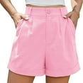 thumbnail image 5 of IDALL Shorts for Women Gym Shorts Women Womens Summer High Waist Linen Shorts Roll Up Pleated Zippered Wrap Hem Wide Leg Shorts With Pockets Running Shorts Workout Shorts Pink 2XL, 5 of 7